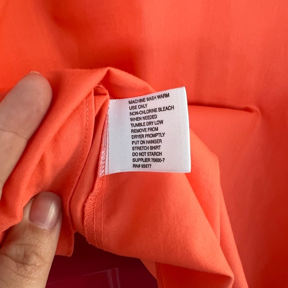 JF J Ferrar Orange Medium Long Sleeve Dress Shirt Fall Winter Business Office - Picture 5 of 5